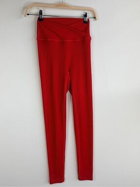Agent84 Women’s Small Red Ribbed Crossover High Waist Workout Leggings